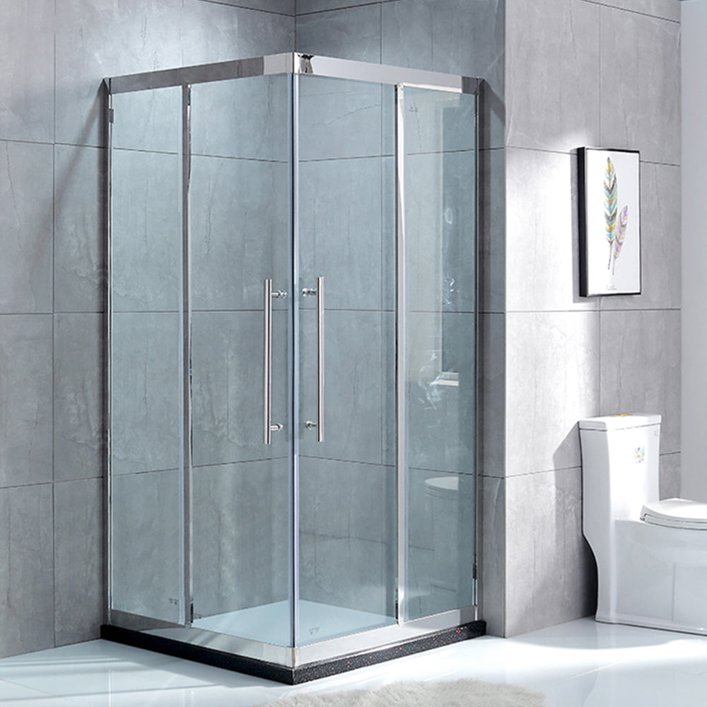 Double Sliding Corner Shower Enclosure Framed Tempered Glass Shower Enclosure