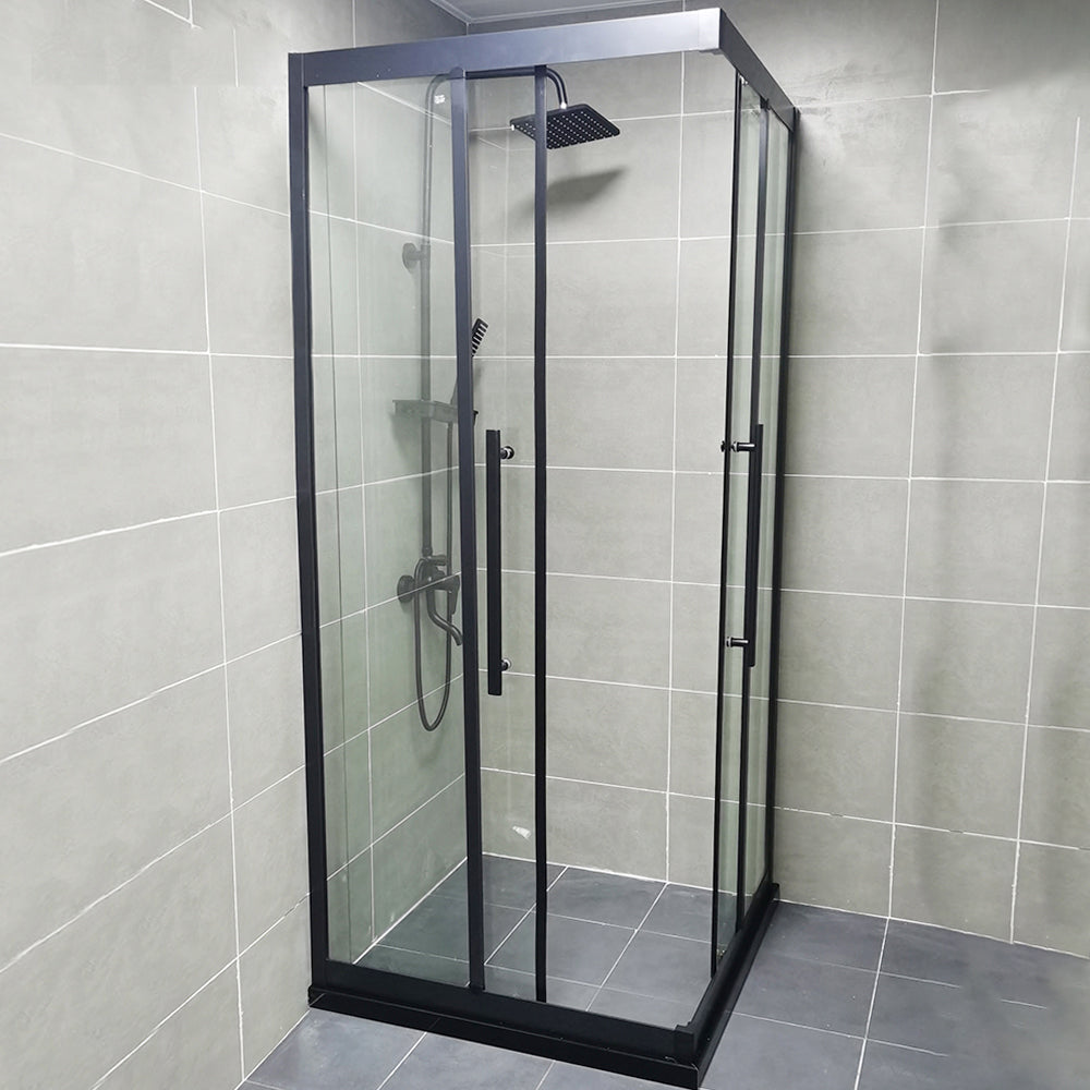 Double Sliding Corner Shower Enclosure Framed Tempered Glass Shower Enclosure