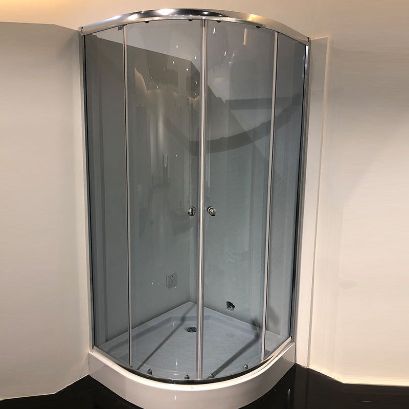 Tempered Glass Shower Enclosure Corner Round Clear Glass Shower Kit