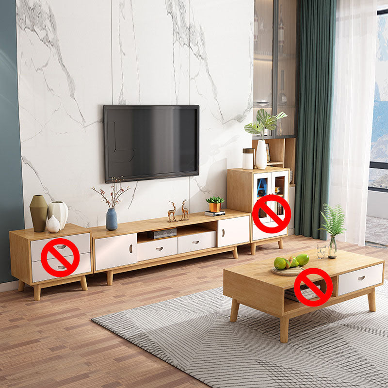 Wooden TV Media Console Scandinavian Media Console with Drawers