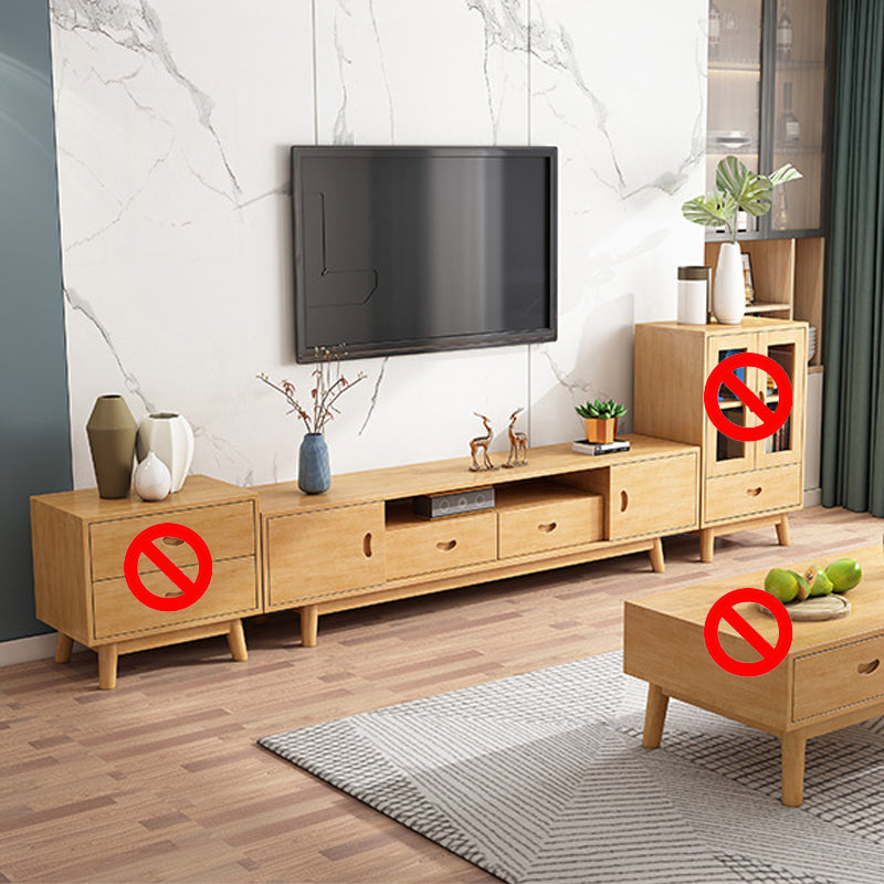 Wooden TV Media Console Scandinavian Media Console with Drawers