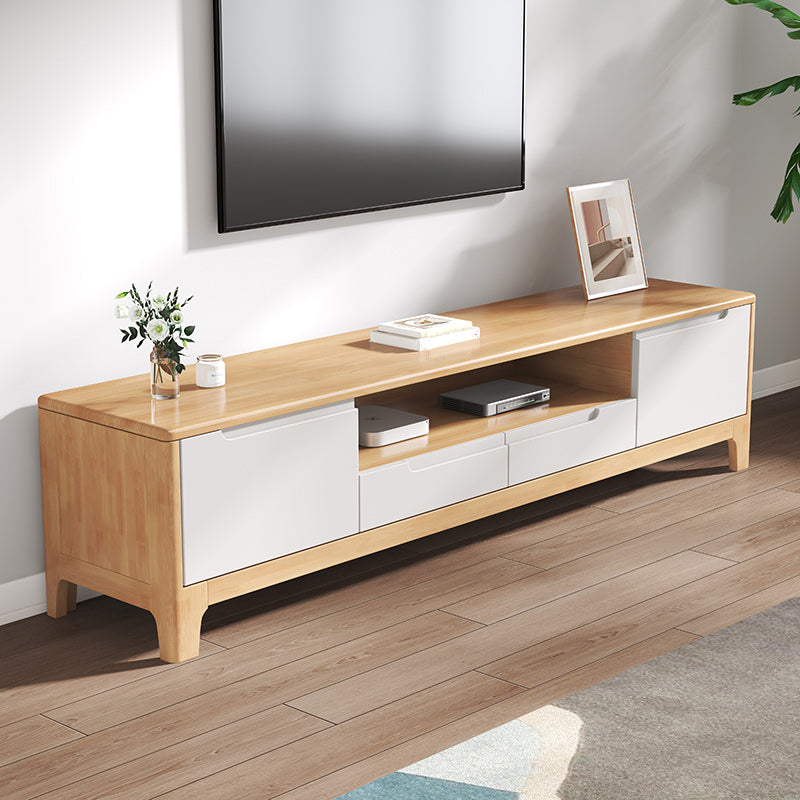 Scandinavian TV Media Stand Solid Wood TV Media Console with Drawers