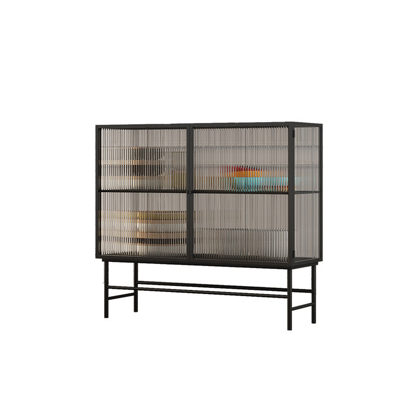 Contemporary Curio Cabinet Metal Storage Cabinet with Doors for Bathroom