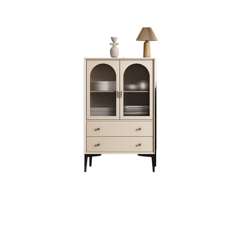 Contemporary Wood Display Stand Glass Doors Storage Cabinet with Doors for Dining Room