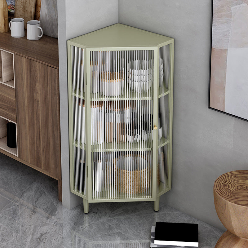 Contemporary Curio Cabinet Metal Storage Cabinet with Doors for Living Room