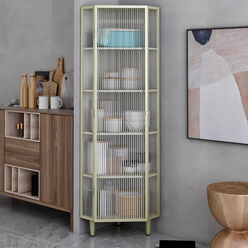 Contemporary Curio Cabinet Metal Storage Cabinet with Doors for Living Room