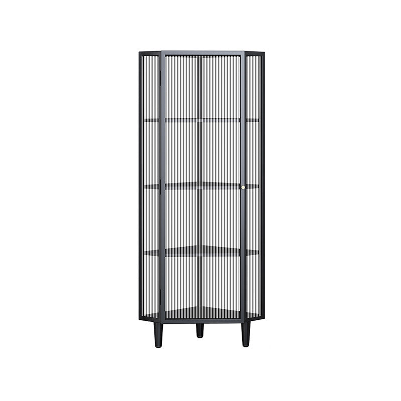 Contemporary Curio Cabinet Metal Storage Cabinet with Doors for Living Room