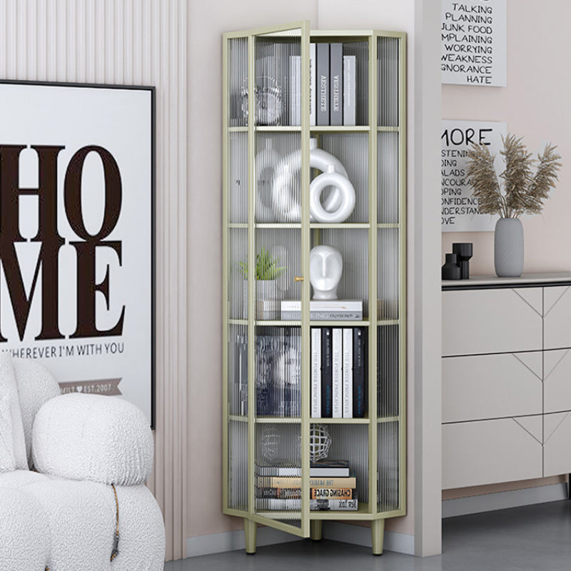 Contemporary Curio Cabinet Metal Storage Cabinet with Doors for Living Room