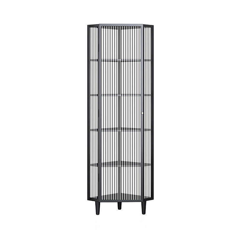 Contemporary Curio Cabinet Metal Storage Cabinet with Doors for Living Room