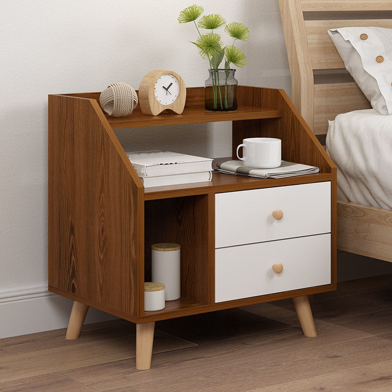 Modern Solid Wood Bed Nightstand Drawers Included Night Table for Bedroom