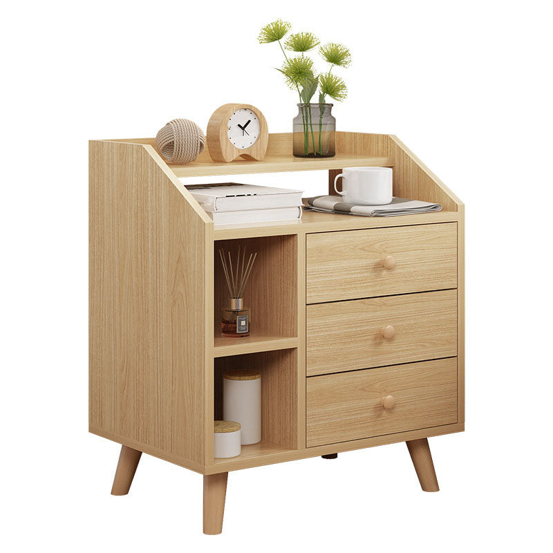 Modern Solid Wood Bed Nightstand Drawers Included Night Table for Bedroom