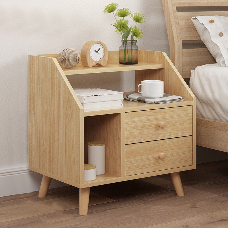 Modern Solid Wood Bed Nightstand Drawers Included Night Table for Bedroom