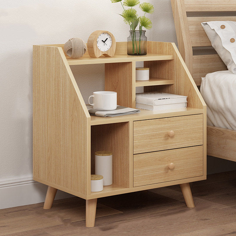 Modern Solid Wood Bed Nightstand Drawers Included Night Table for Bedroom