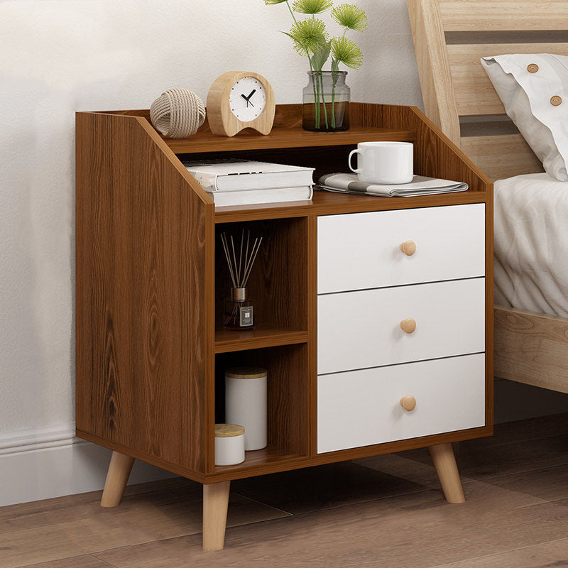 Modern Solid Wood Bed Nightstand Drawers Included Night Table for Bedroom