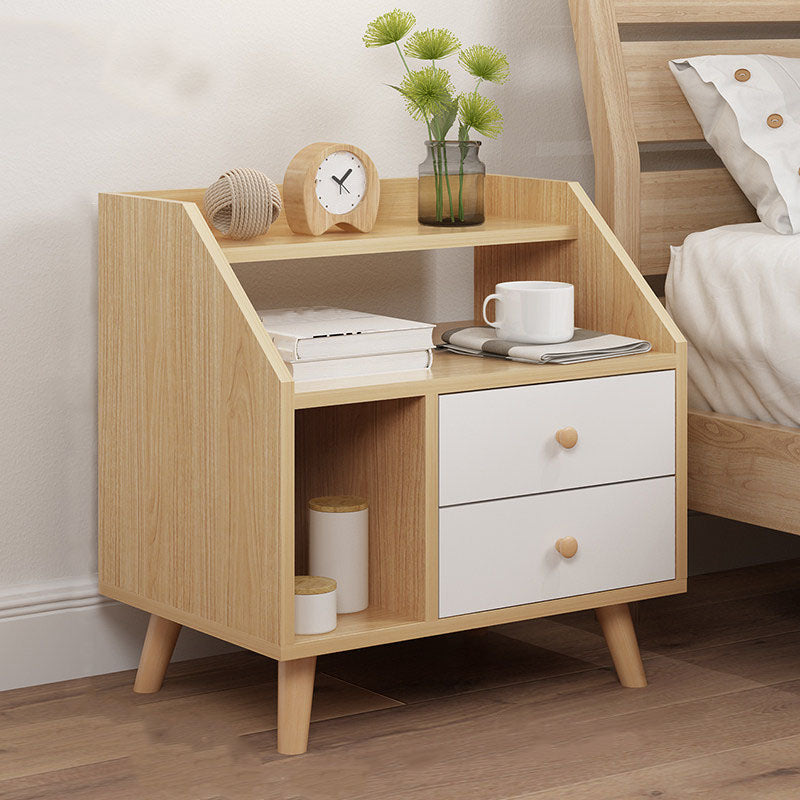 Modern Solid Wood Bed Nightstand Drawers Included Night Table for Bedroom