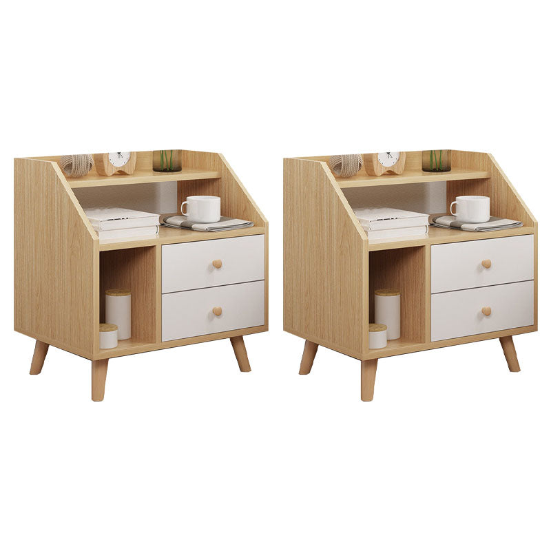 Modern Solid Wood Bed Nightstand Drawers Included Night Table for Bedroom