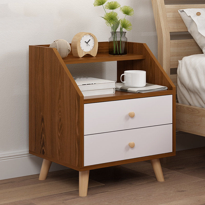 Modern Solid Wood Bed Nightstand Drawers Included Night Table for Bedroom