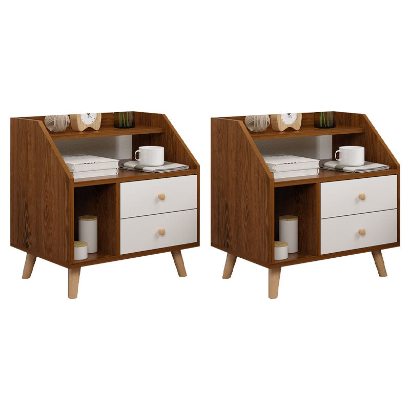 Modern Solid Wood Bed Nightstand Drawers Included Night Table for Bedroom