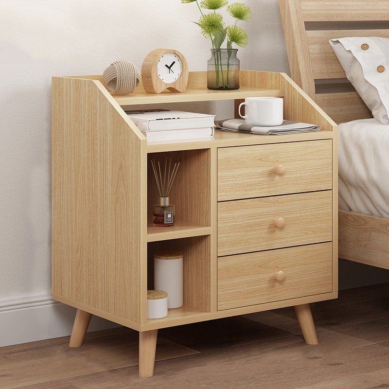 Modern Solid Wood Bed Nightstand Drawers Included Night Table for Bedroom