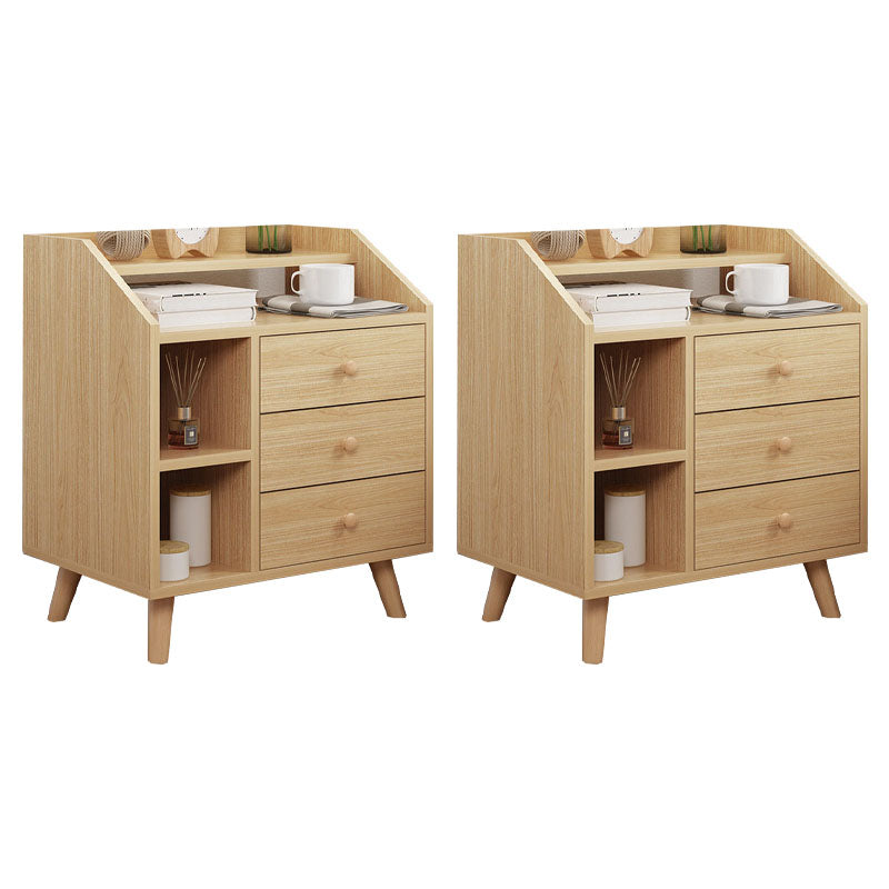 Modern Solid Wood Bed Nightstand Drawers Included Night Table for Bedroom