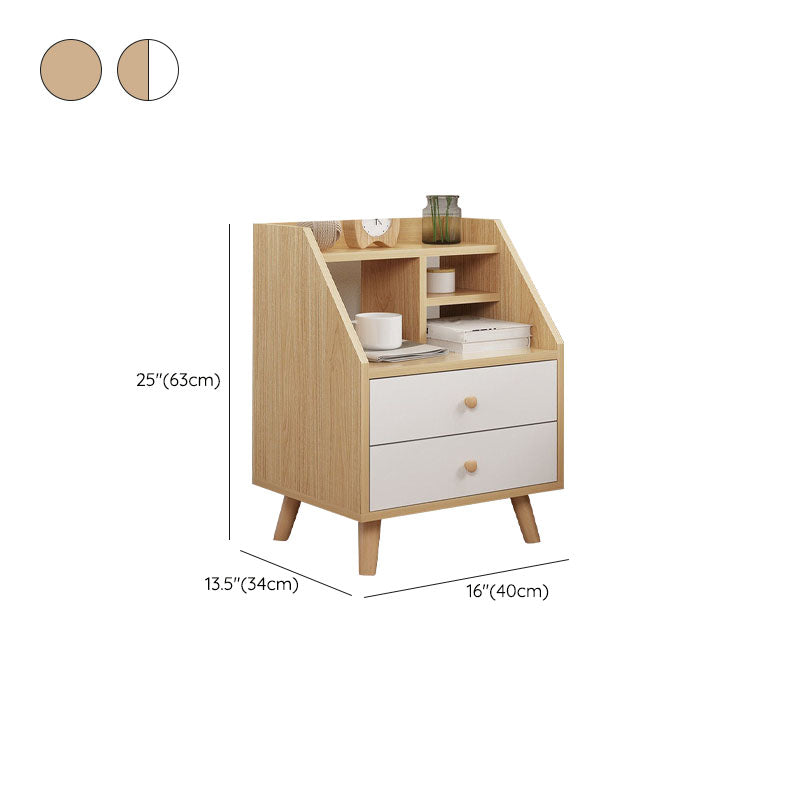 Modern Solid Wood Bed Nightstand Drawers Included Night Table for Bedroom