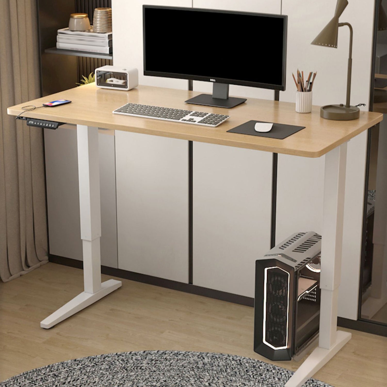 Modern Style Office Desks Rectangular Shape Task Desk with 2-Legs for Home