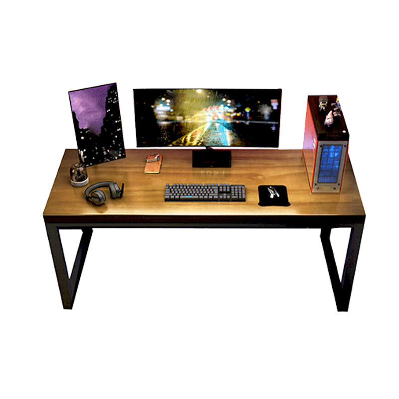 Industrial Gaming Desk Solid Wood Writing Desk with Metal Legs