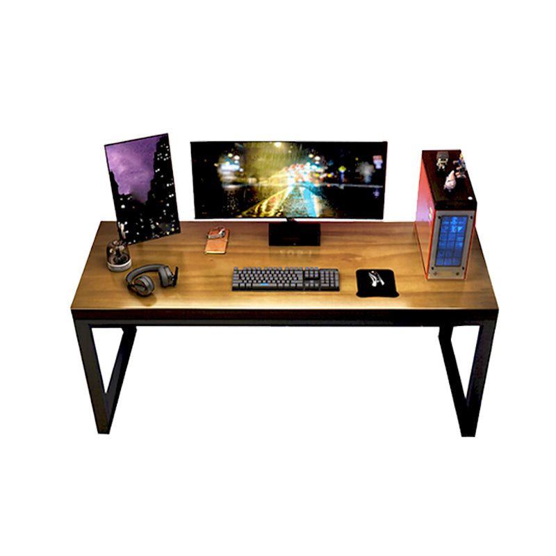 Industrial Gaming Desk Solid Wood Writing Desk with Metal Legs