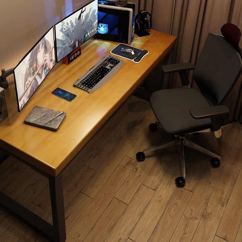 Industrial Gaming Desk Solid Wood Writing Desk with Metal Legs