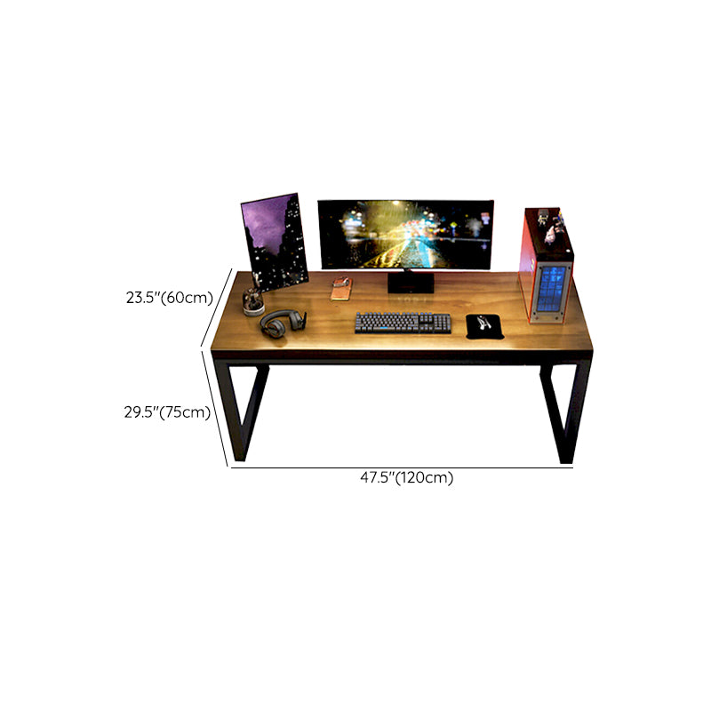 Industrial Gaming Desk Solid Wood Writing Desk with Metal Legs