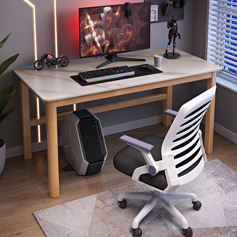 Industrial Rectangular Computer Desk Antique Finish Gaming Desk