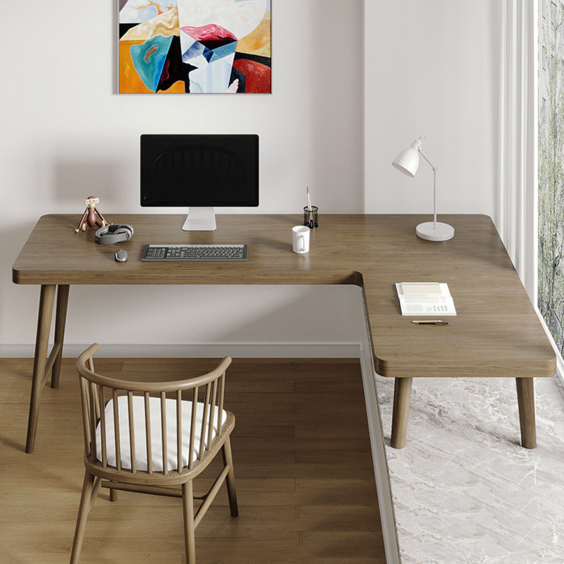 Modern Style Wooden Writing Desk L-Shape Office Table with Legs for Home