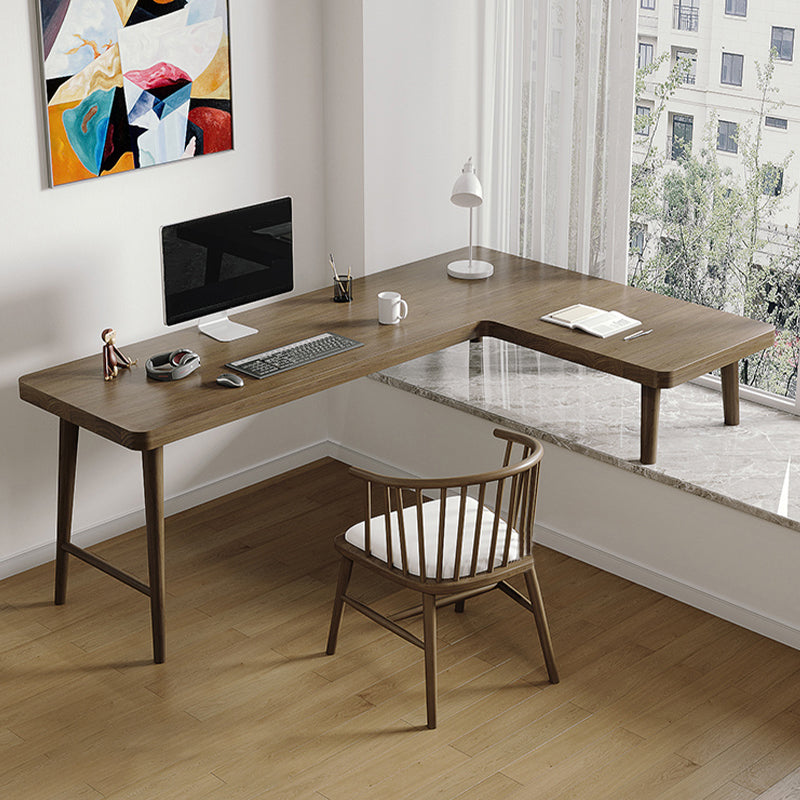 Modern Style Wooden Writing Desk L-Shape Office Table with Legs for Home