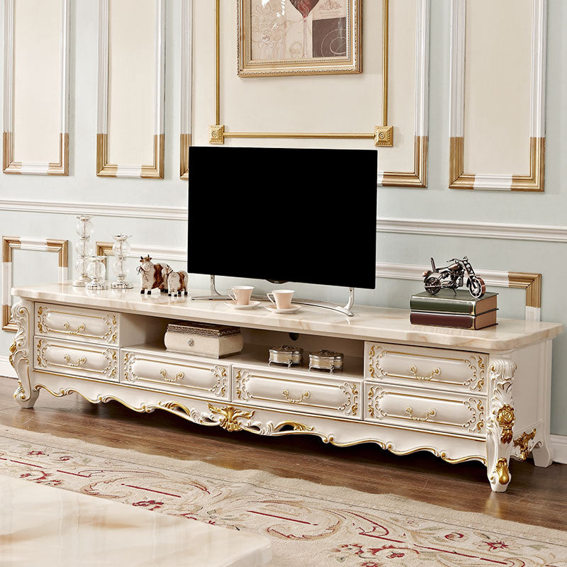 Open Storage TV Media Stand Glam TV Media Console with 6 Drawers