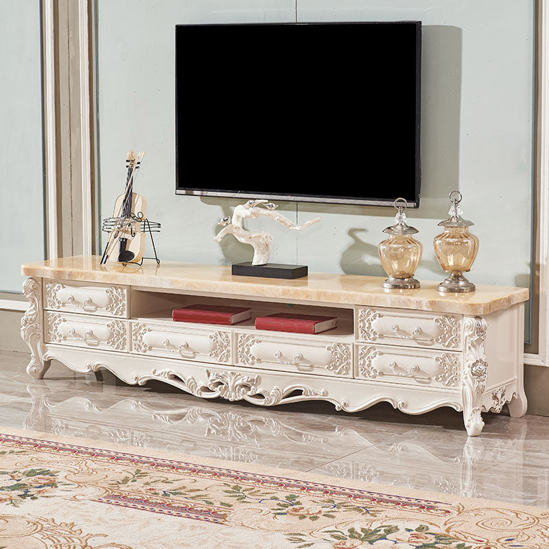 Open Storage TV Media Stand Glam TV Media Console with 6 Drawers