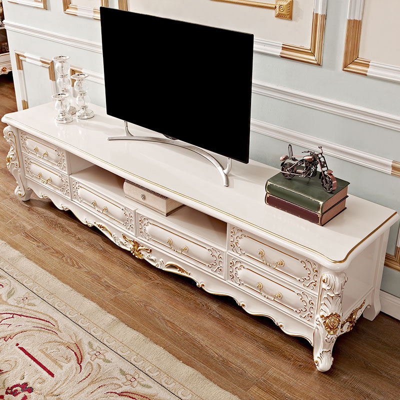 Open Storage TV Media Stand Glam TV Media Console with 6 Drawers