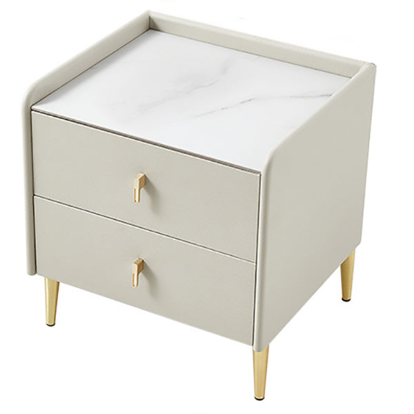 2 Drawers Accent Table Nightstand Contemporary Night Table for Bedroom