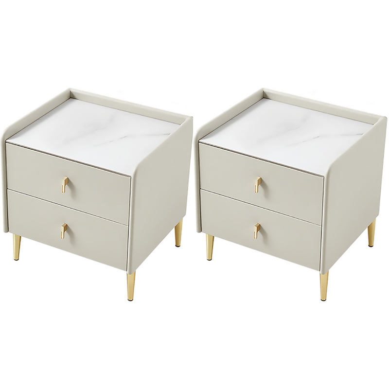 2 Drawers Accent Table Nightstand Contemporary Night Table for Bedroom