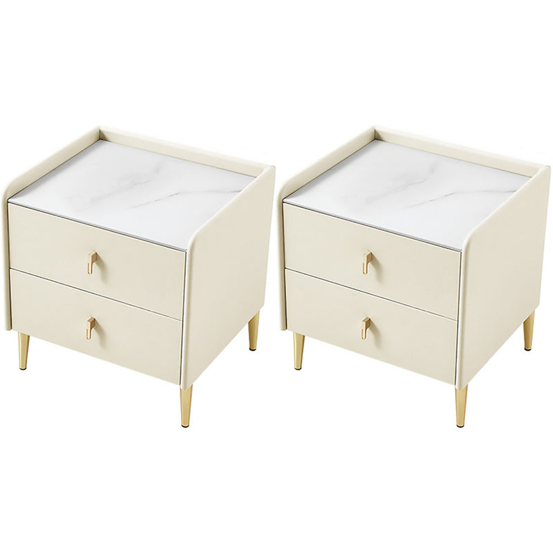 2 Drawers Accent Table Nightstand Contemporary Night Table for Bedroom