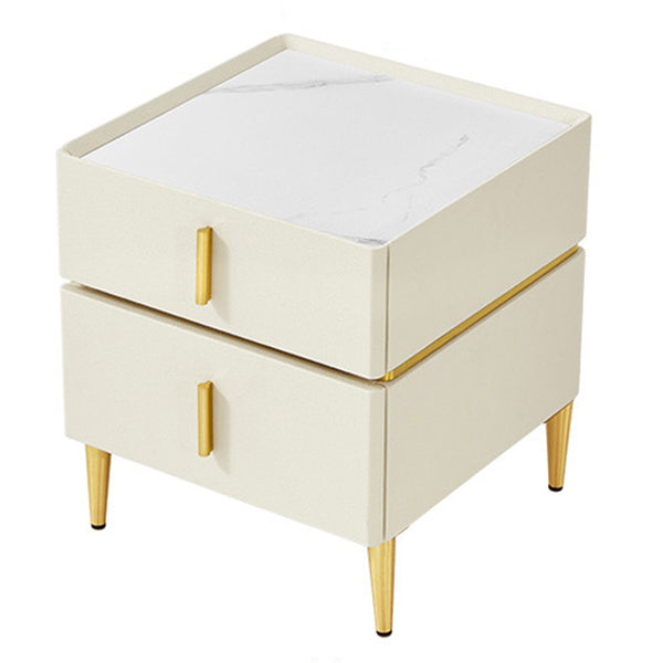 2 Drawers Accent Table Nightstand Contemporary Night Table for Bedroom