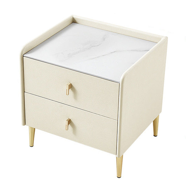 2 Drawers Accent Table Nightstand Contemporary Night Table for Bedroom