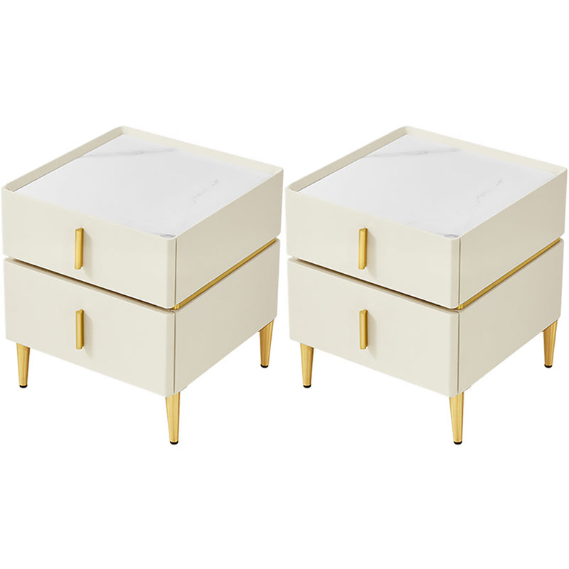 2 Drawers Accent Table Nightstand Contemporary Night Table for Bedroom