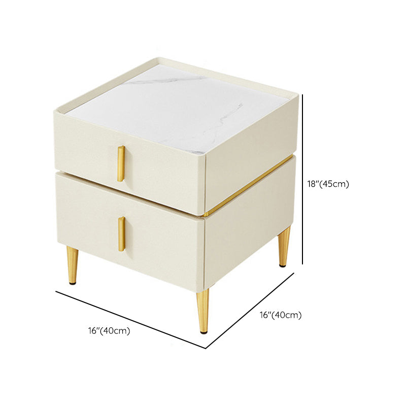 2 Drawers Accent Table Nightstand Contemporary Night Table for Bedroom