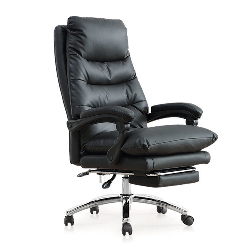 Modern Leather Office Chair Padded Arms Adjustable Seat Height Desk Chair with Wheels