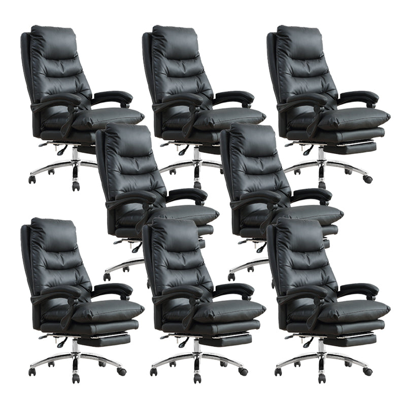 Modern Leather Office Chair Padded Arms Adjustable Seat Height Desk Chair with Wheels