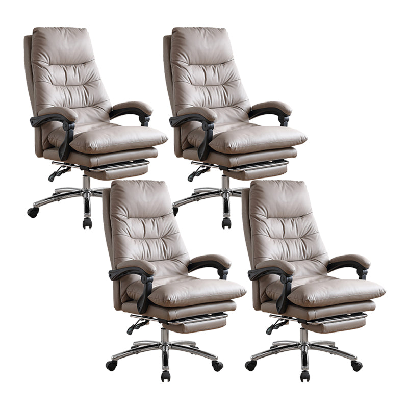 Modern Leather Office Chair Padded Arms Adjustable Seat Height Desk Chair with Wheels