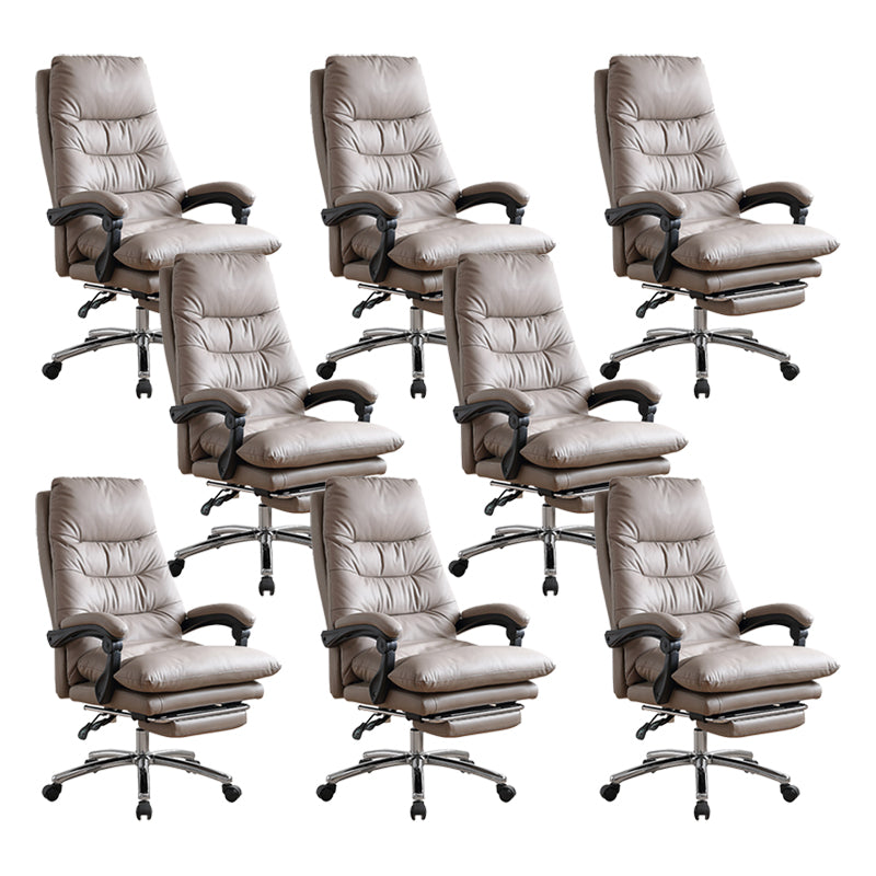 Modern Leather Office Chair Padded Arms Adjustable Seat Height Desk Chair with Wheels