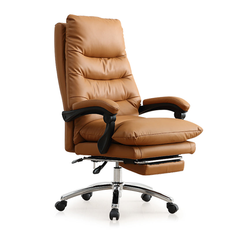 Modern Leather Office Chair Padded Arms Adjustable Seat Height Desk Chair with Wheels