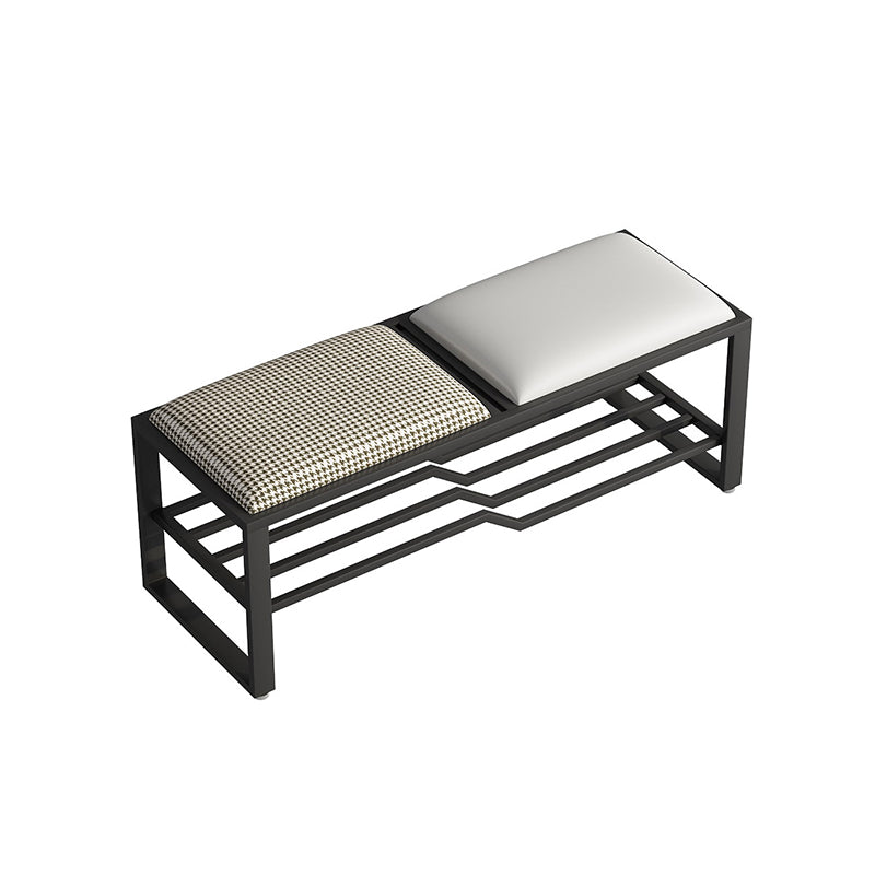 Rectangle Shoe Storage Entryway Bench Cushioned Metal Seating Bench