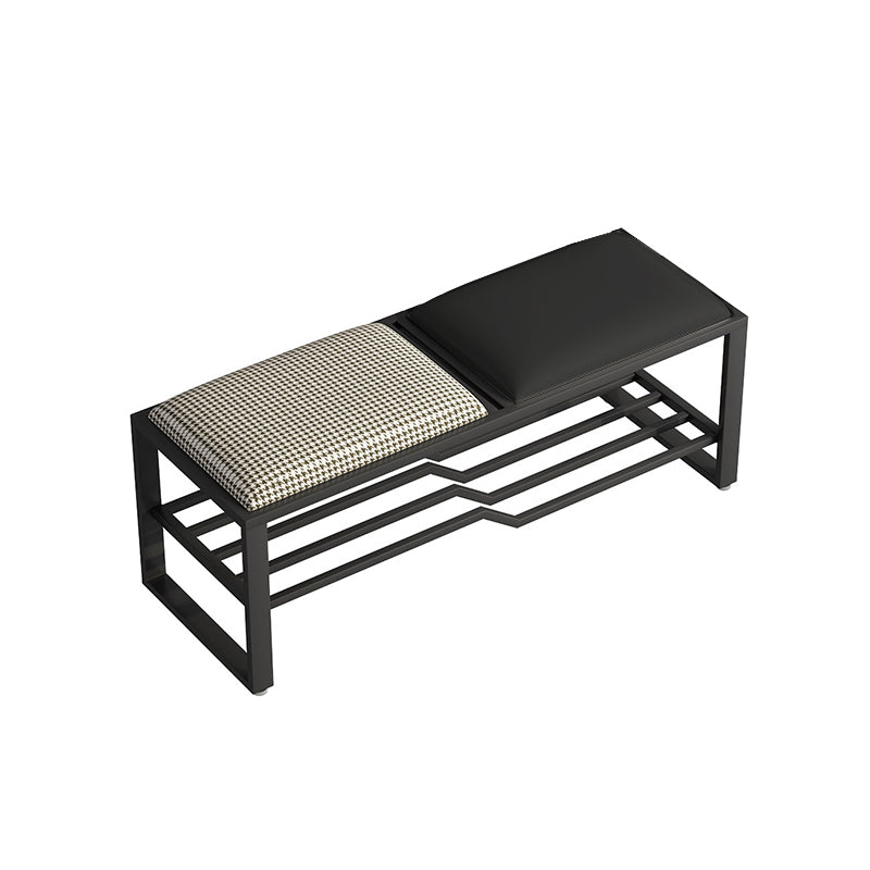 Rectangle Shoe Storage Entryway Bench Cushioned Metal Seating Bench